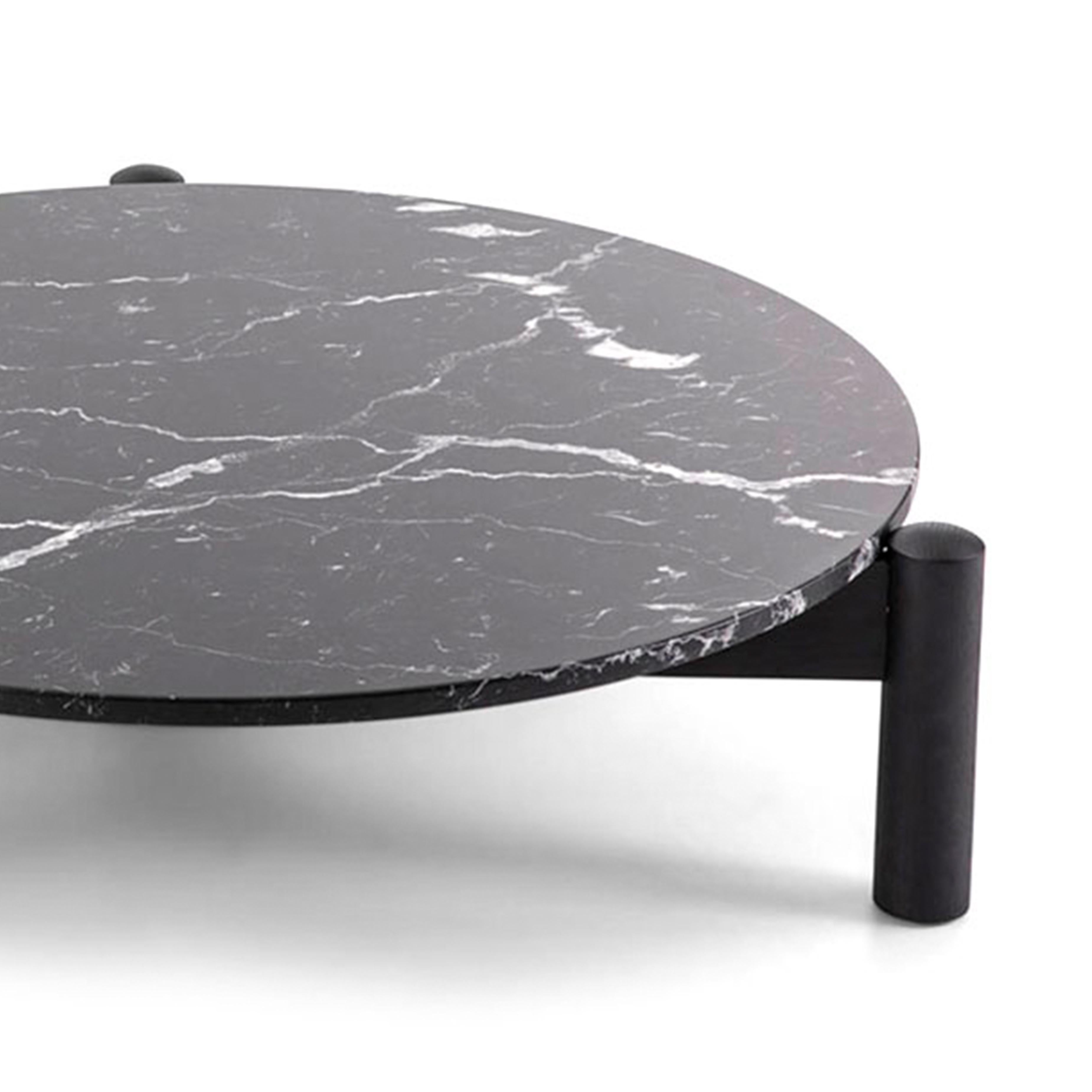 Italian Mid Century Modern Table Black Wood and Marble by Charlotte Perriand for Cassina For Sale