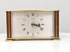 Mid Century Modern Table Clock in teak and brass by Kienzle, Germany 1960s
