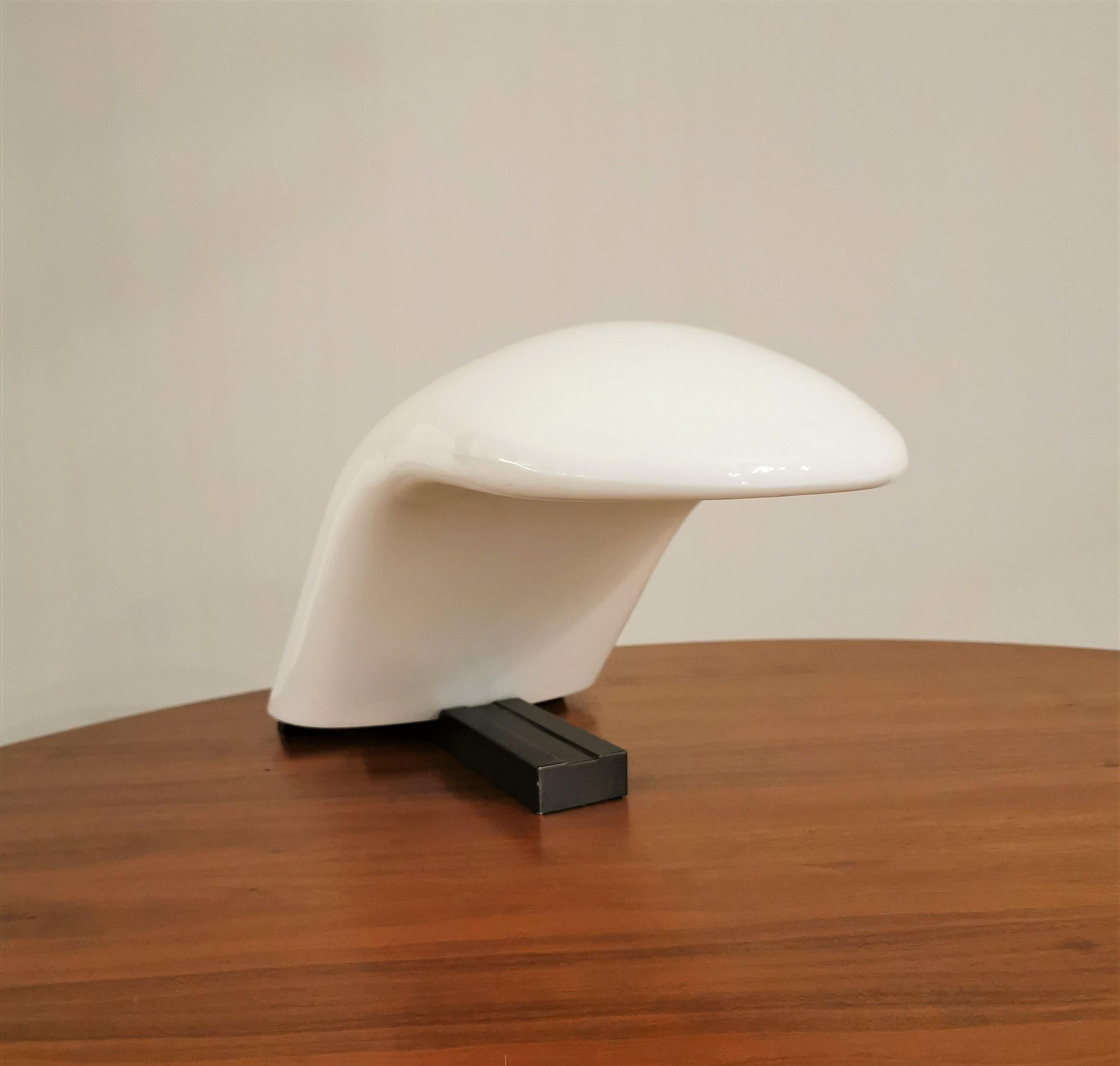 Aluminum  Table Desk Lamp Leucos Murano Glass Midcentury Modern Italian Design 1980s For Sale