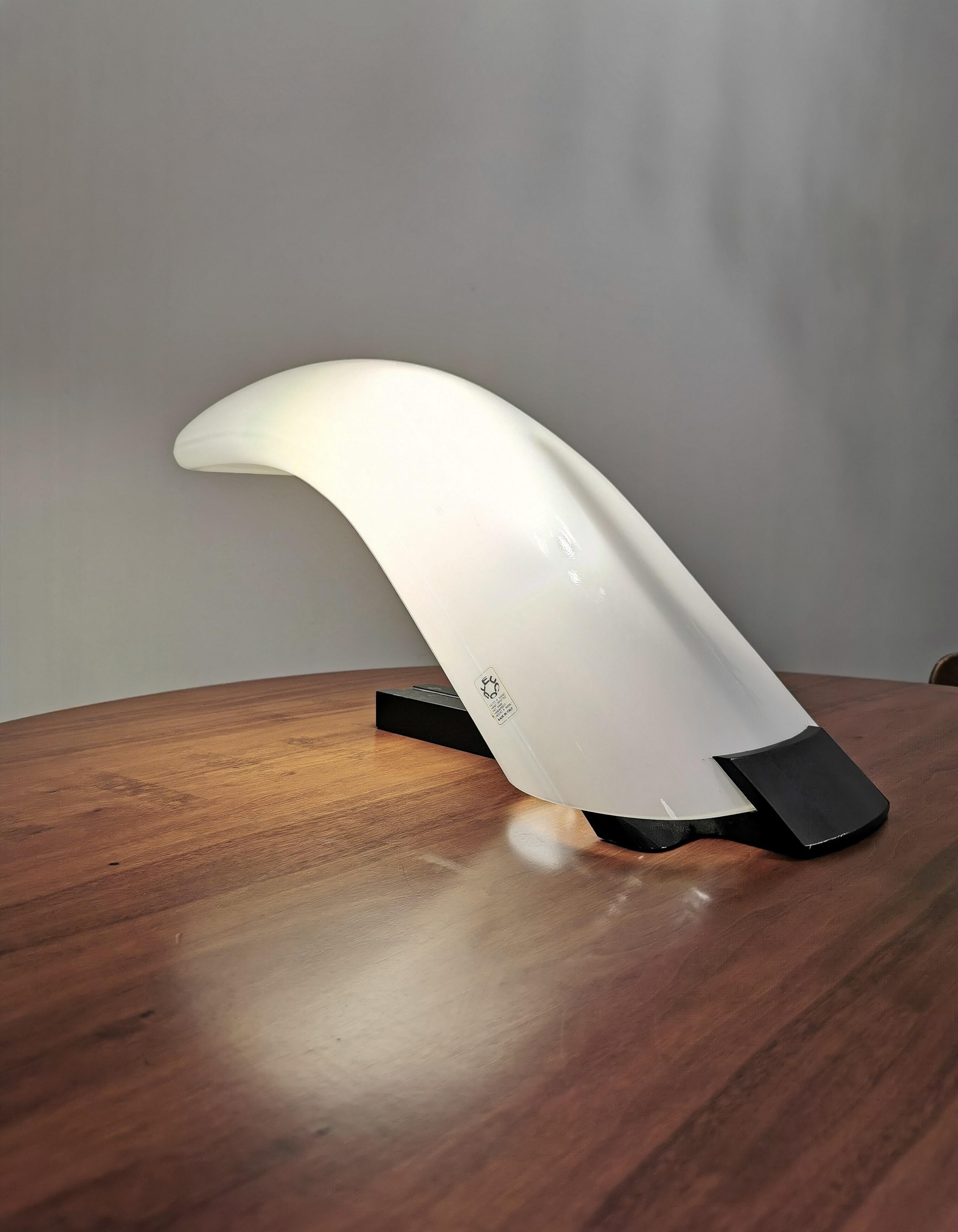 Lampada da tavolo Leucos in vetro di Murano Midcentury Modern Design italiano anni '80 2