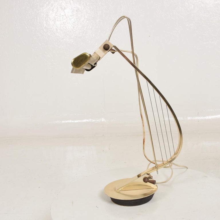 MidCentury Modern Table Desk Task Lamp with Sculptural Harp Shape For Sale at 1stdibs
