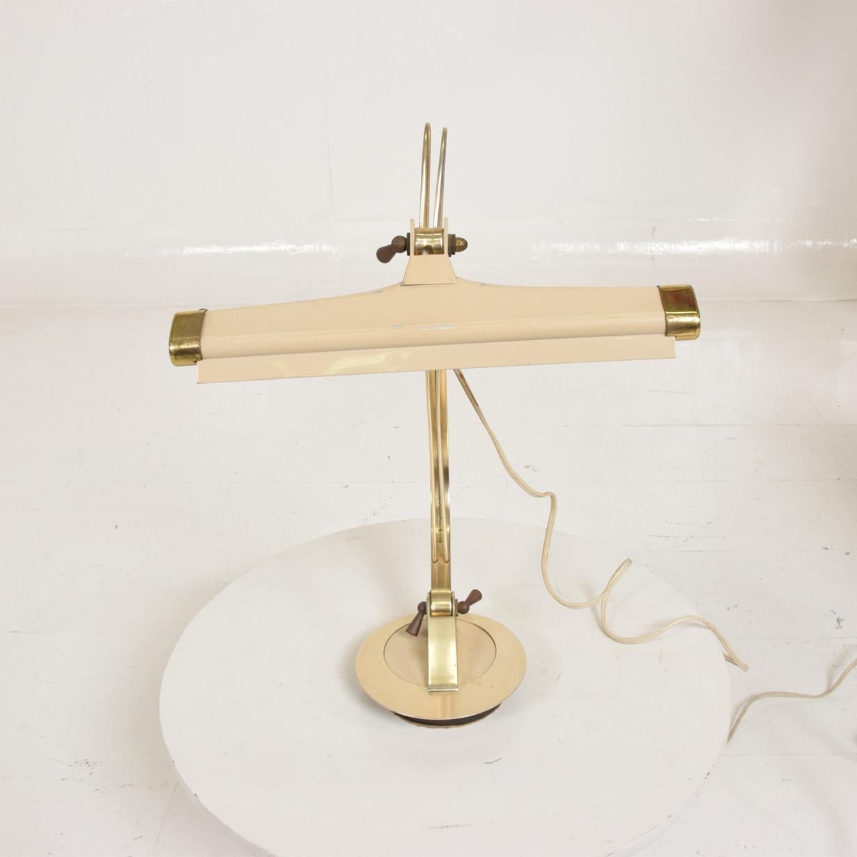 Mid-Century Modern 1960s Brass Harp Table Desk Task Lamp Sculptural Shape Style Lightolier