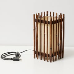 Mid-Century Modern Table Lamp – Bamboo and Linen, Circa 1950