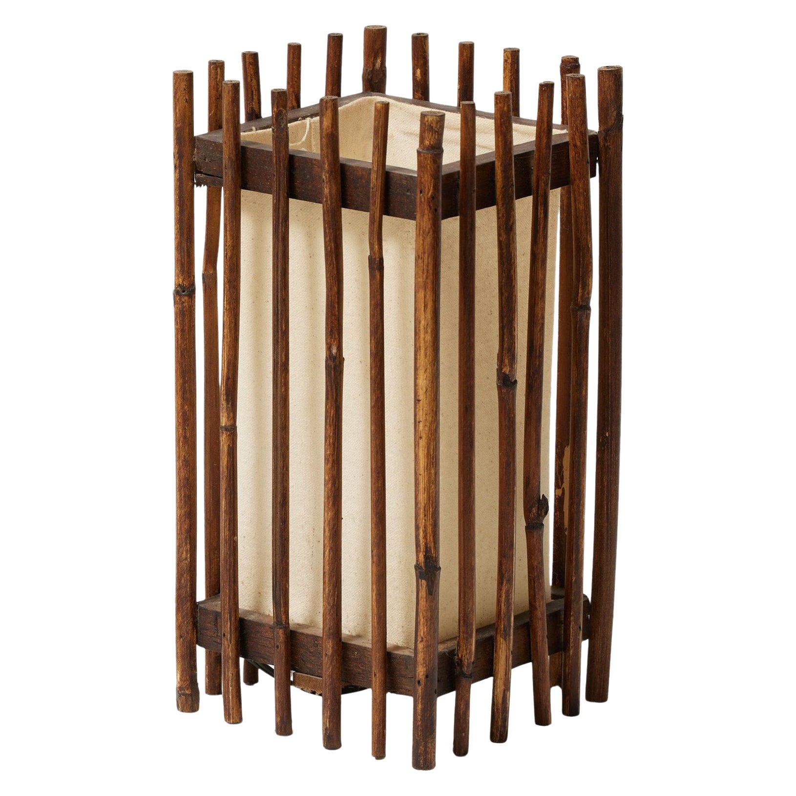 Lámpara de mesa moderna de mediados de siglo - Bambú y lino, circa 1950