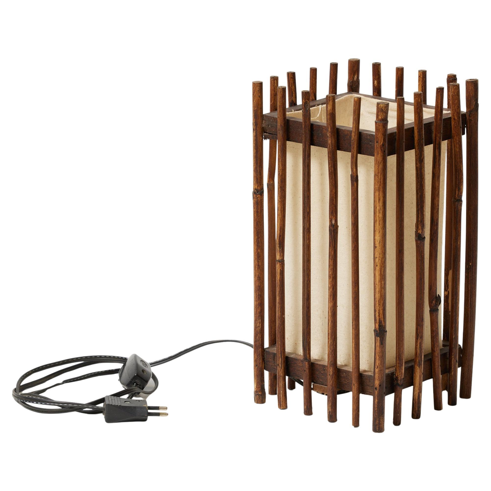 Mid-Century Modern Table Lamp – Bamboo and Linen, Circa 1950 For Sale