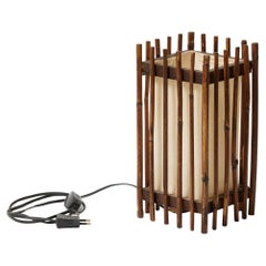 Lampada da tavolo moderna di metà secolo - Bambù e lino, CIRCA 1950