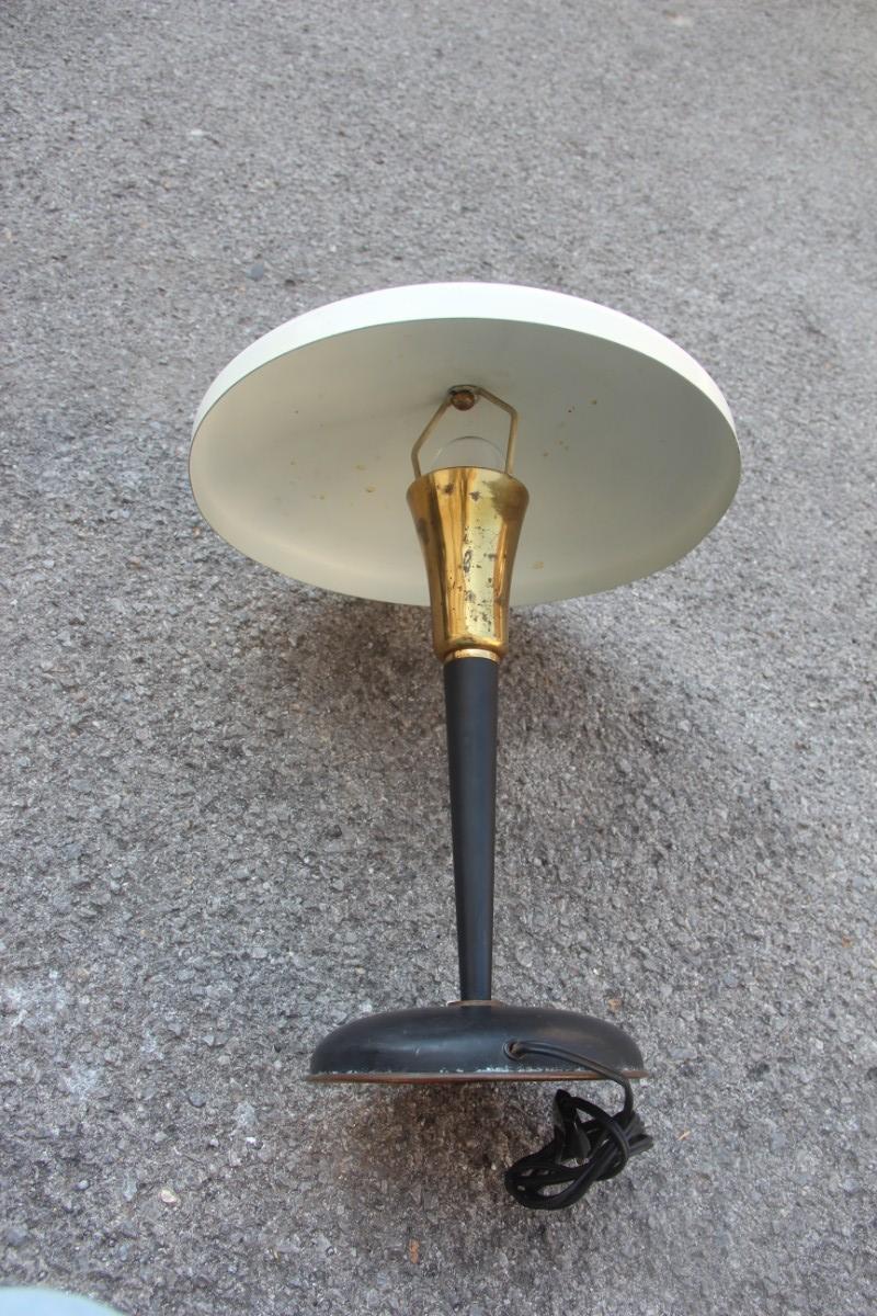 Mid-Century Modern Table Lamp Brass Metal Lacquered Italian Design White Black For Sale 3