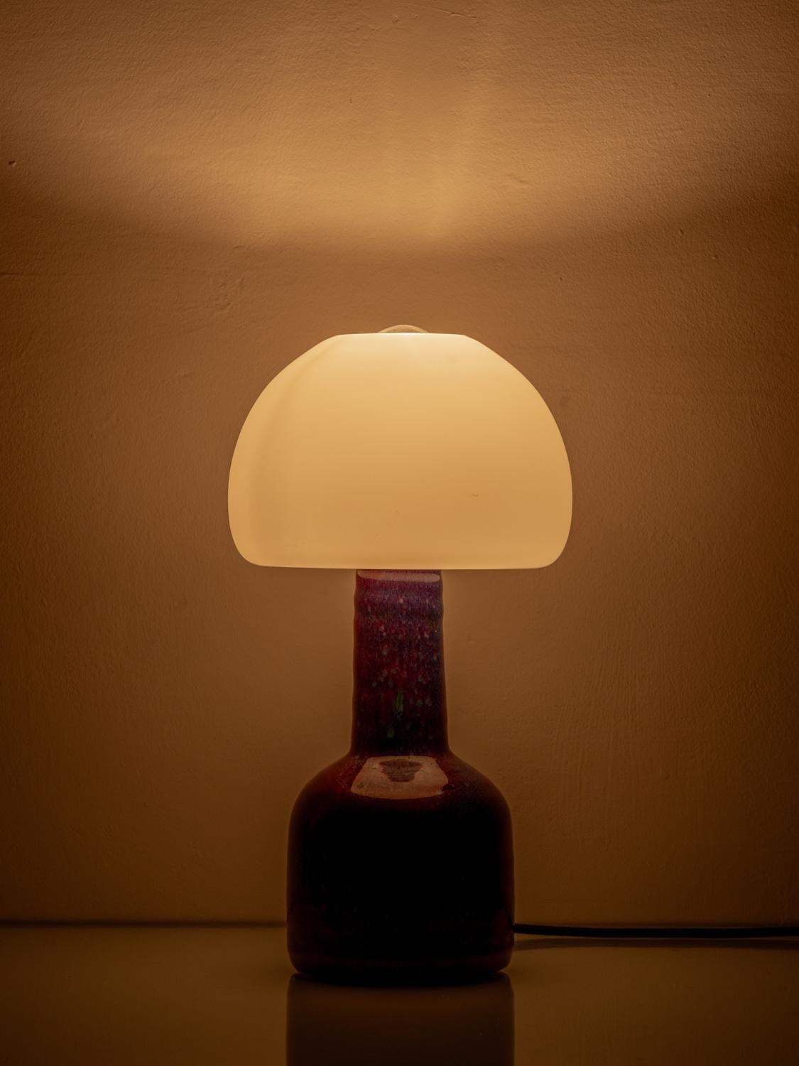 Mid-Century Modern Table Lamp by Jaap Ravelli with Opaline Glass Mushroom Shade For Sale 5