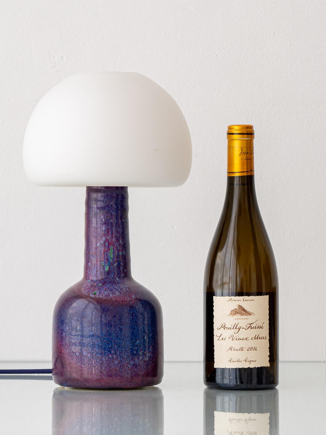 Dutch Mid-Century Modern Table Lamp by Jaap Ravelli with Opaline Glass Mushroom Shade For Sale