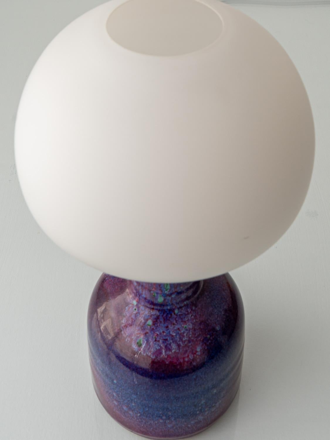 Mid-Century Modern Table Lamp by Jaap Ravelli with Opaline Glass Mushroom Shade For Sale 1