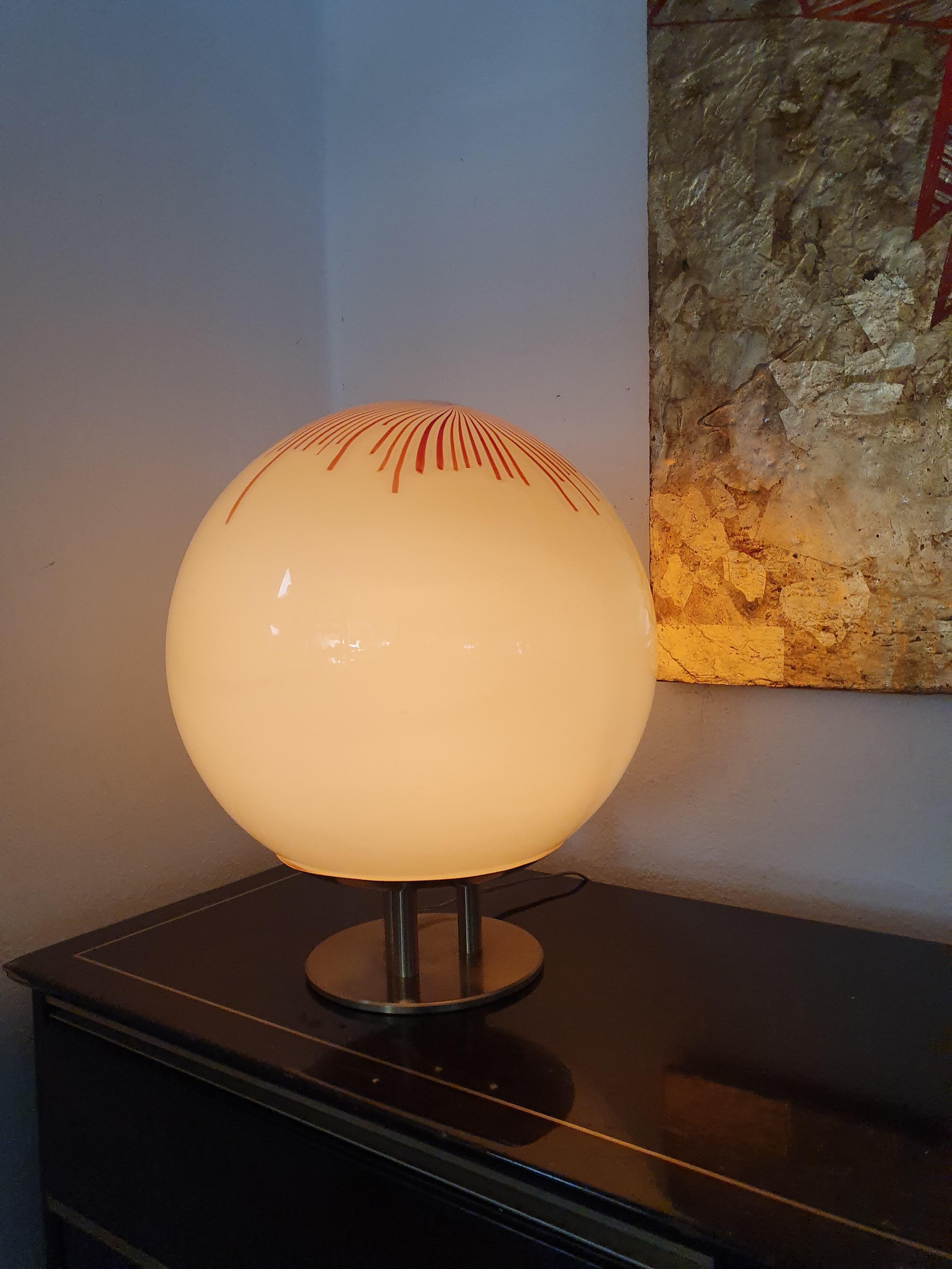 Brass Mid-Century Modern Table Lamp by La Murrina in Murano Glass, circa 1970 For Sale