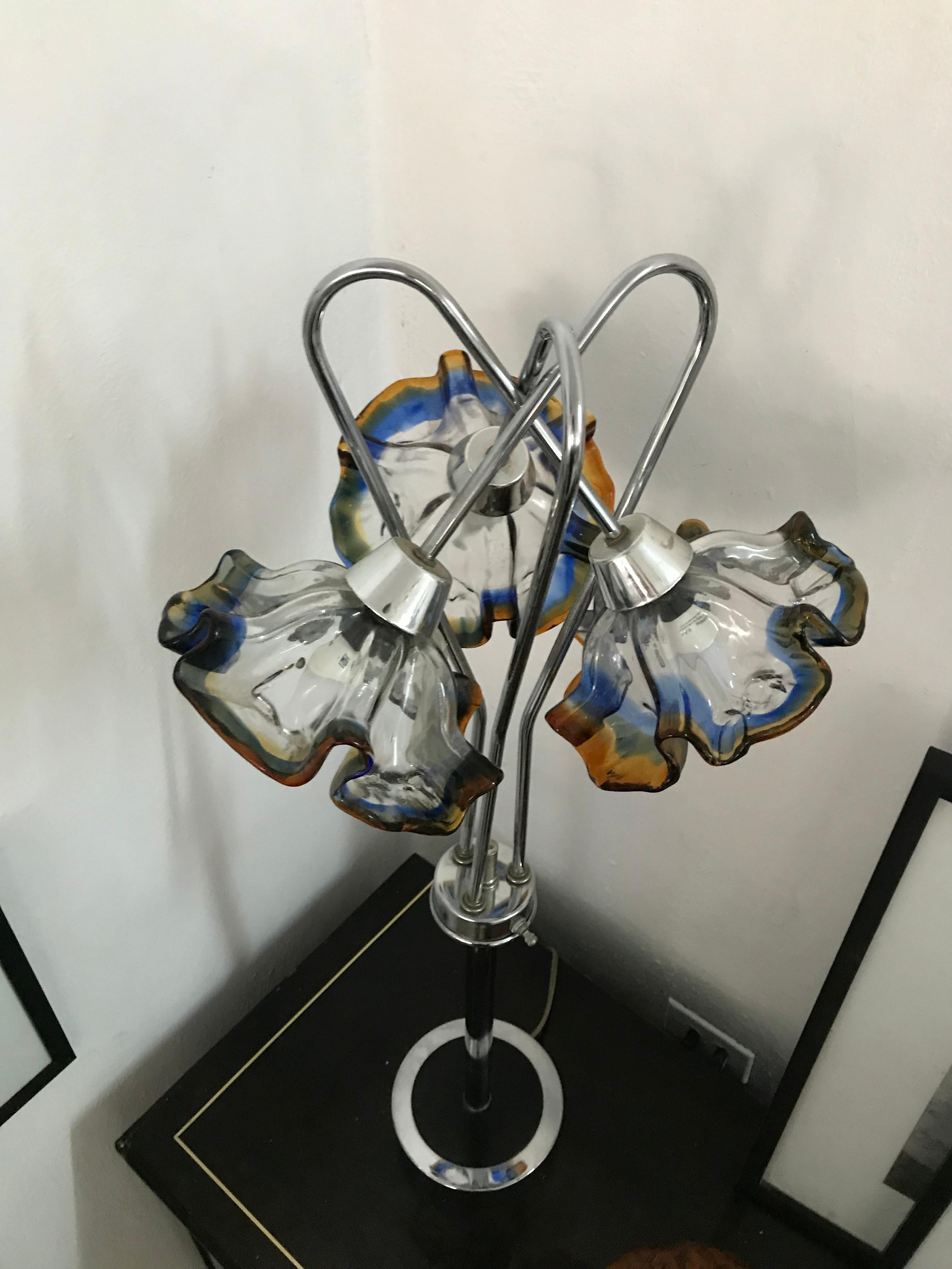 Mid-Century Modern Table Lamp by Mazzega in Murano Glass and Chrome, circa 1970 For Sale 6