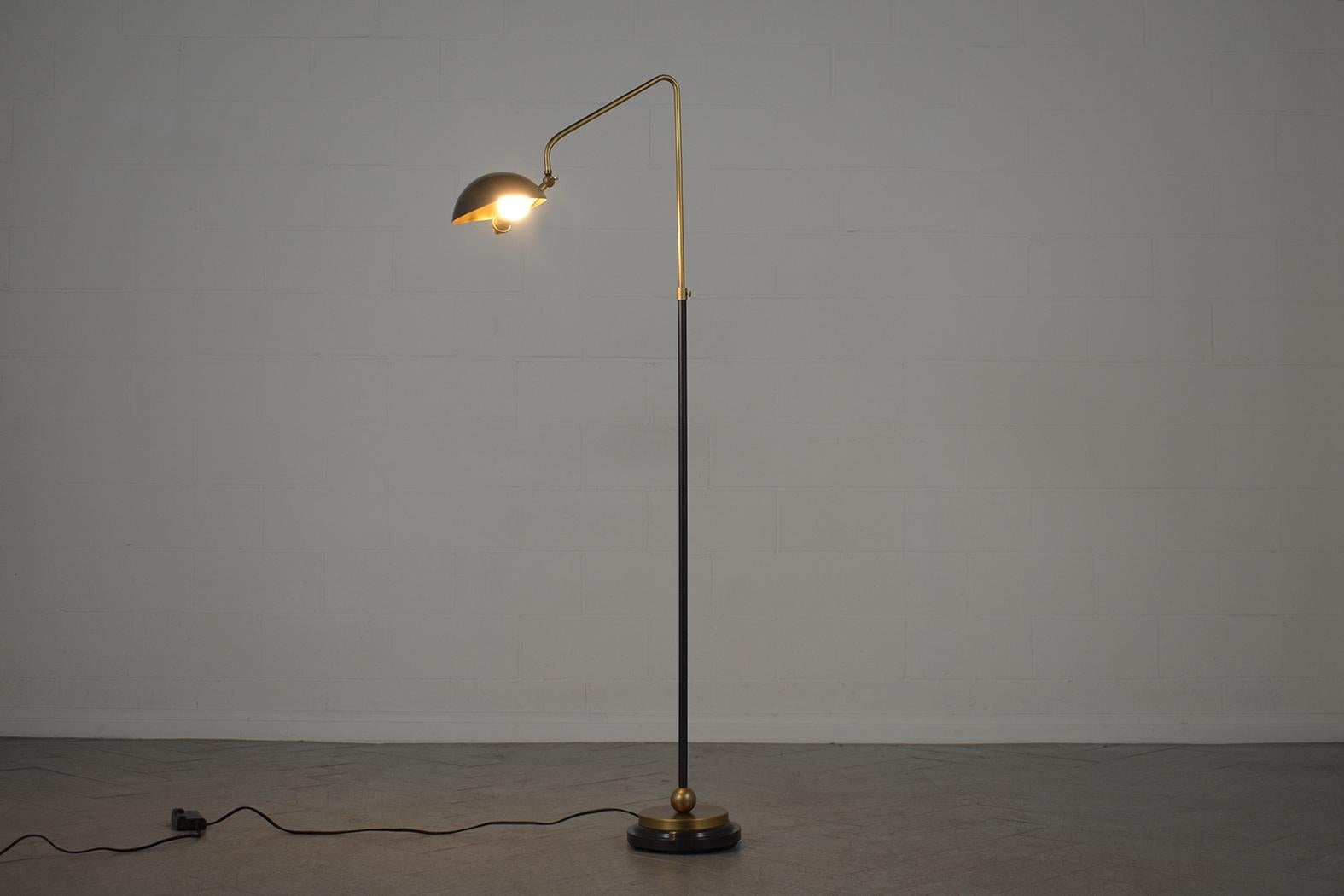 Contemporary Mid-Century Modern Brass Floor Lamp with Adjustable Dimmer For Sale