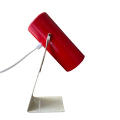 Lampe de table mi-siècle moderne des années 1970, de couleur rouge et blanche