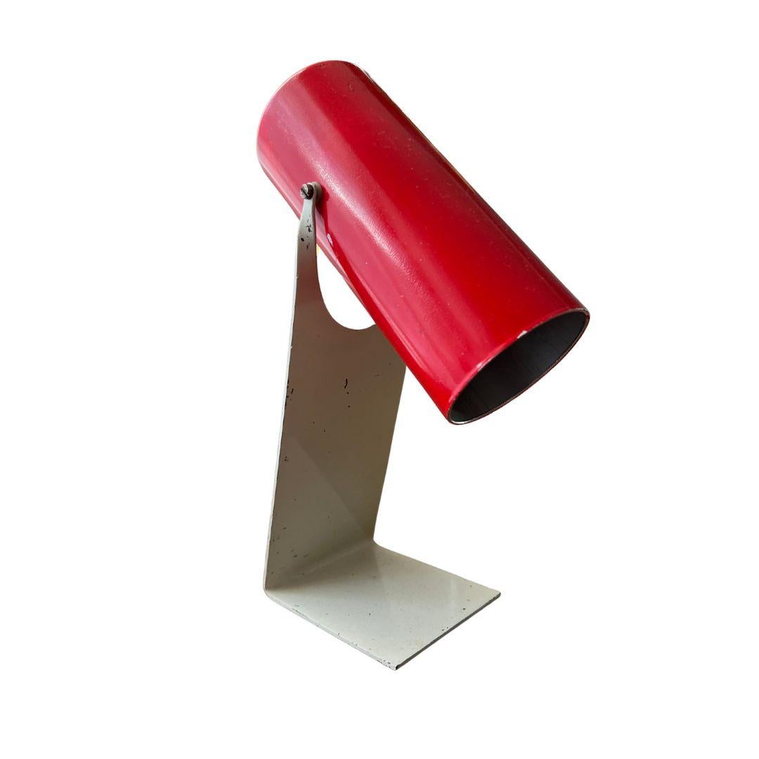 Hungarian Mid-Century Modern Table Lamp from 1970s, Red and White Coloured For Sale