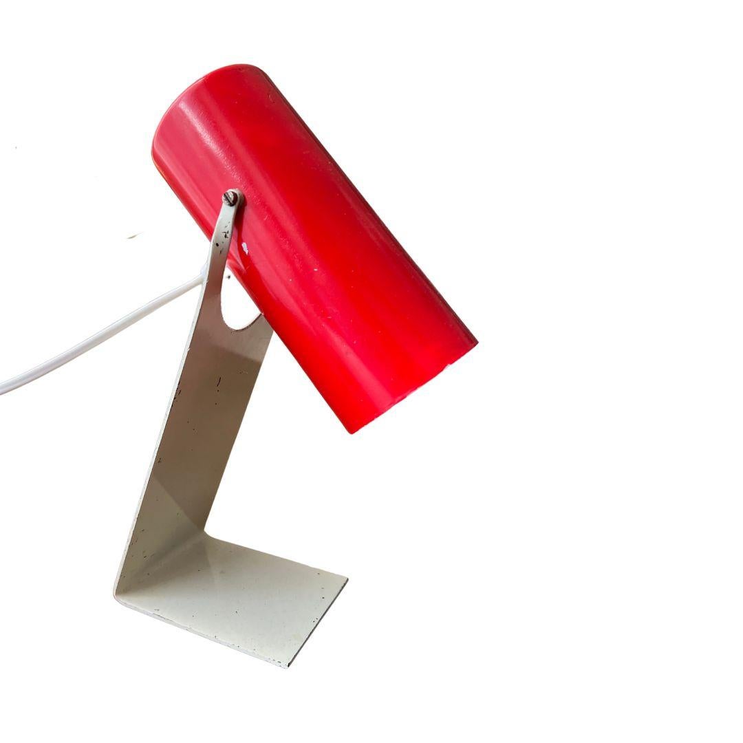 Late 20th Century Mid-Century Modern Table Lamp from 1970s, Red and White Coloured For Sale