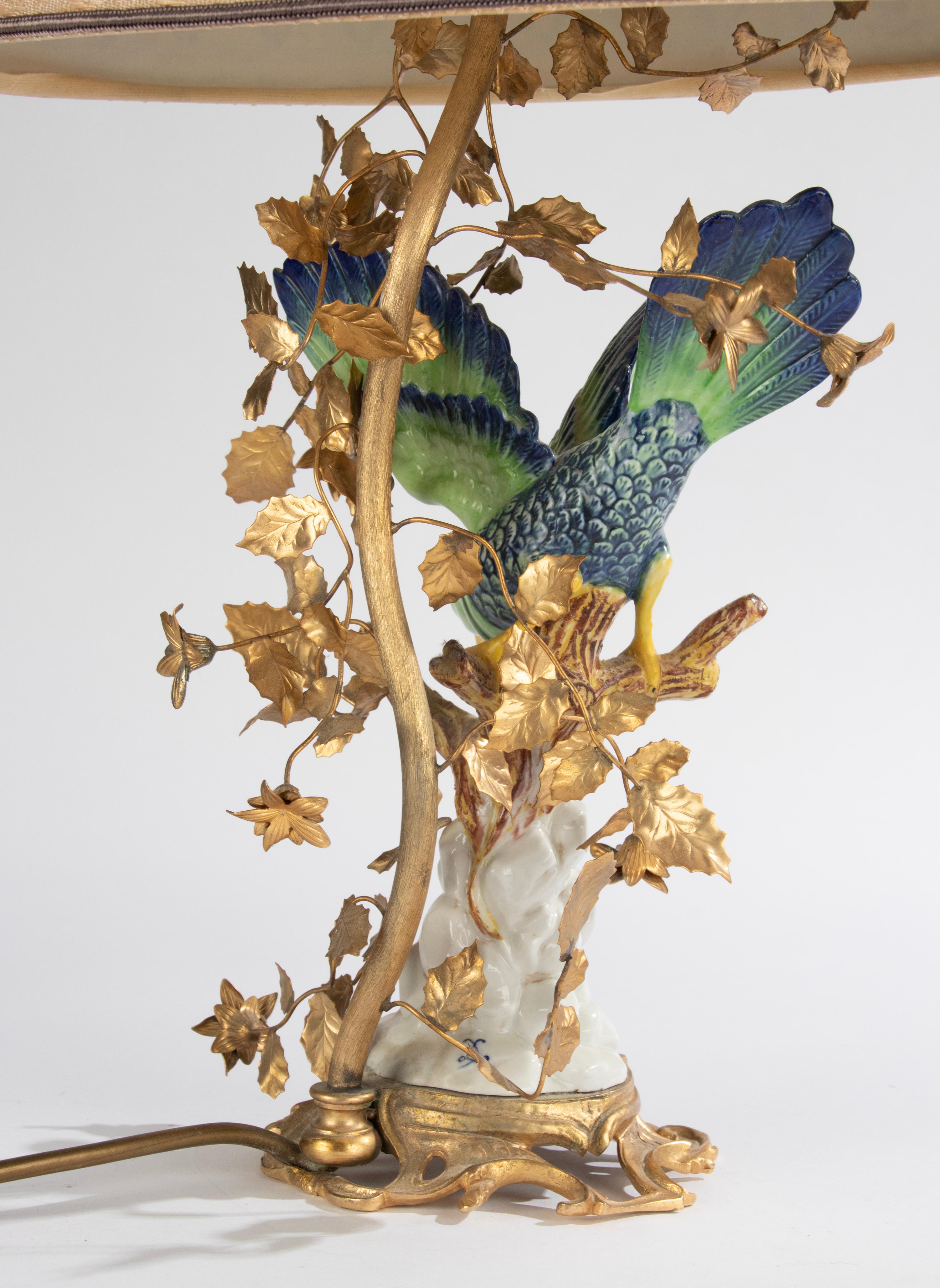 Mid-Century Modern Tischlampe - Giulia Mangani - Sèvres Stil Porzellan Vogel  im Angebot 3