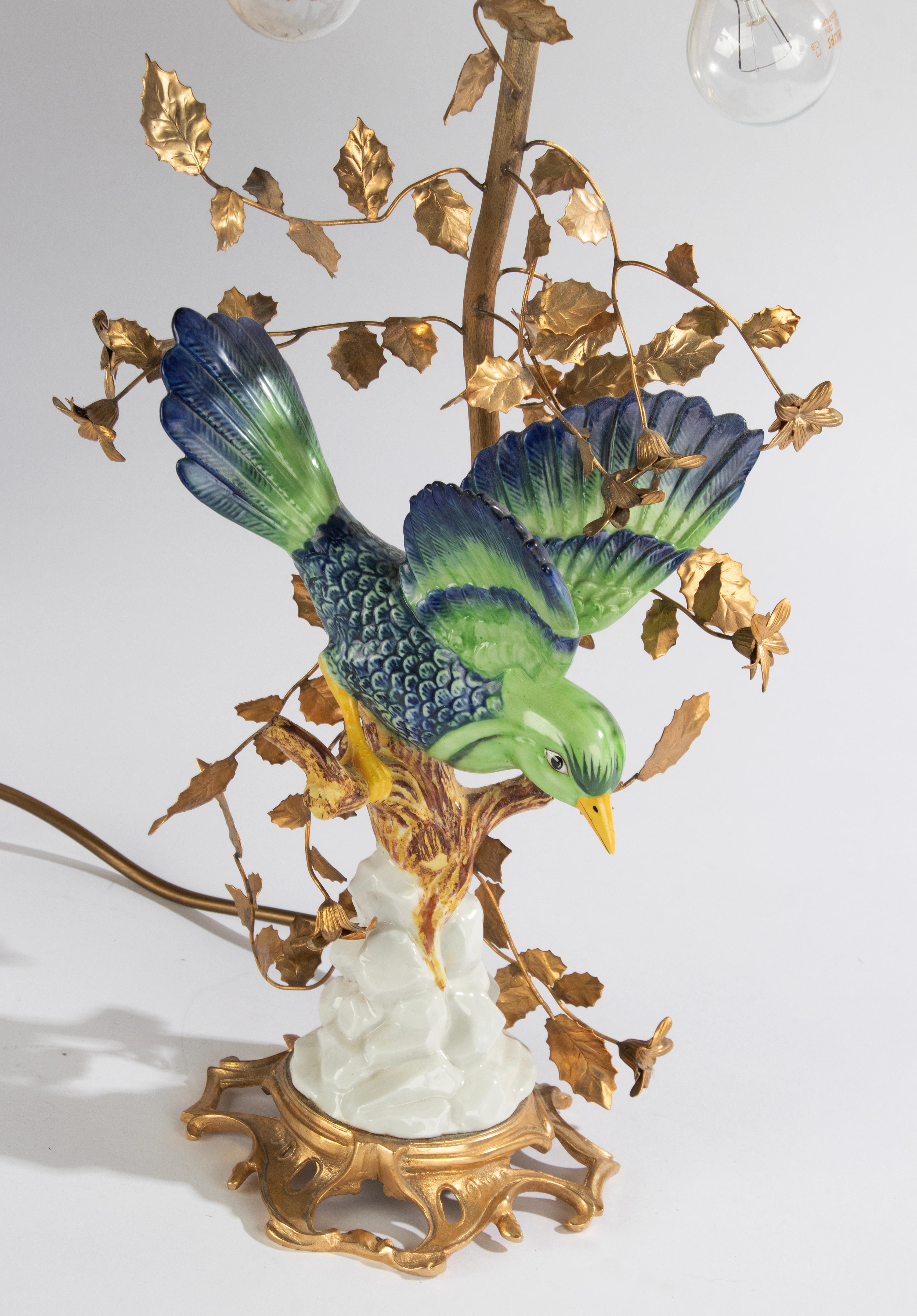 Mid-Century Modern Table Lamp - Giulia Mangani - Sèvres Style Porcelain Bird  For Sale 7