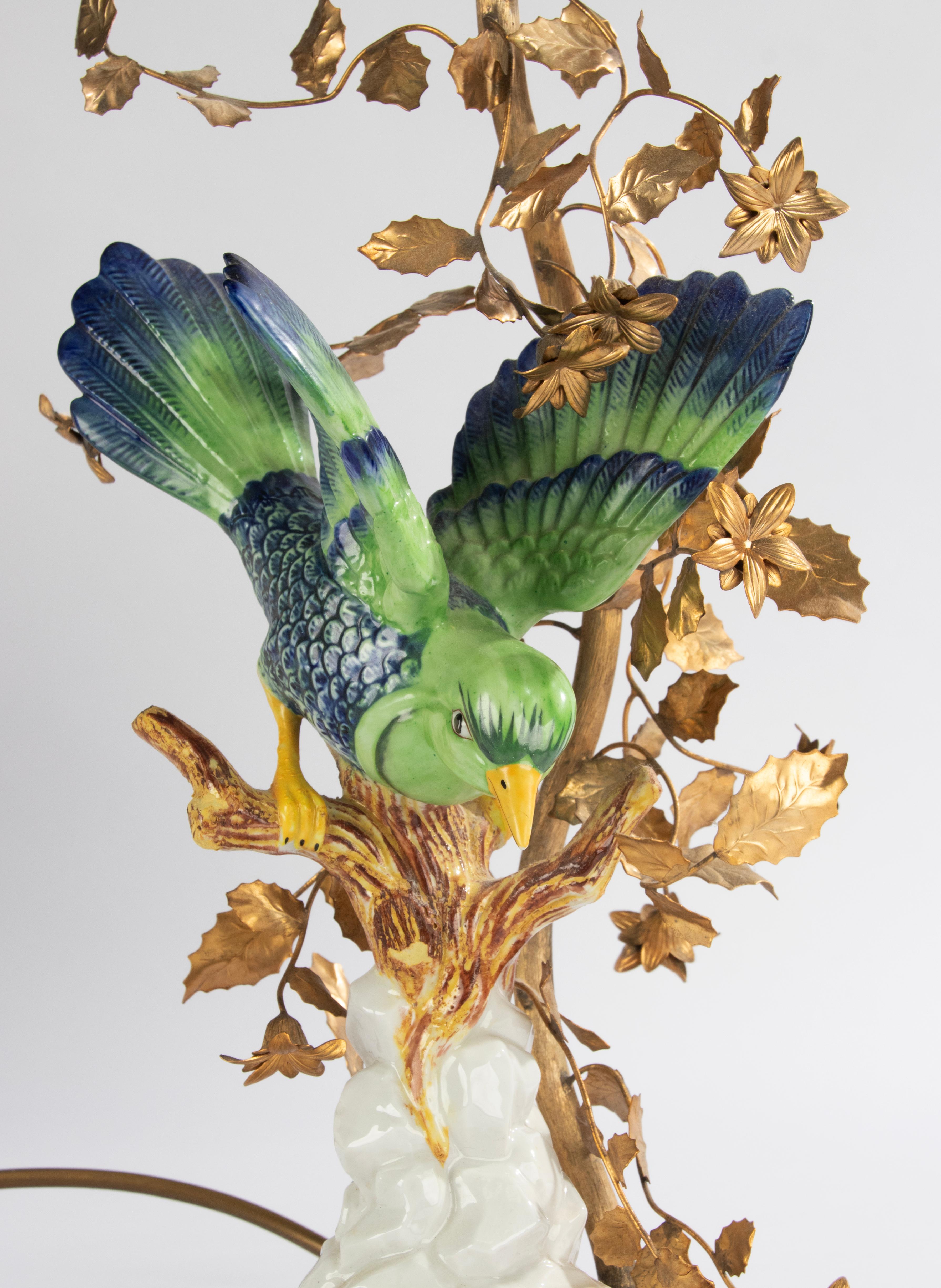 Mid-Century Modern Table Lamp - Giulia Mangani - Sèvres Style Porcelain Bird  For Sale 9