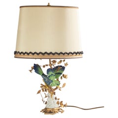 Antique Mid-Century Modern Table Lamp - Giulia Mangani - Sèvres Style Porcelain Bird 