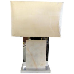 Mid-Century Modern Table Lamp in Chrome and Marble