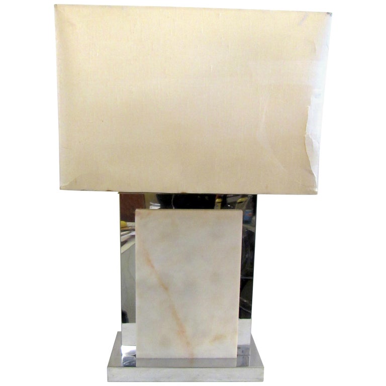 Mid-Century Modern Table Lamp in Chrome and Marble For Sale at 1stDibs