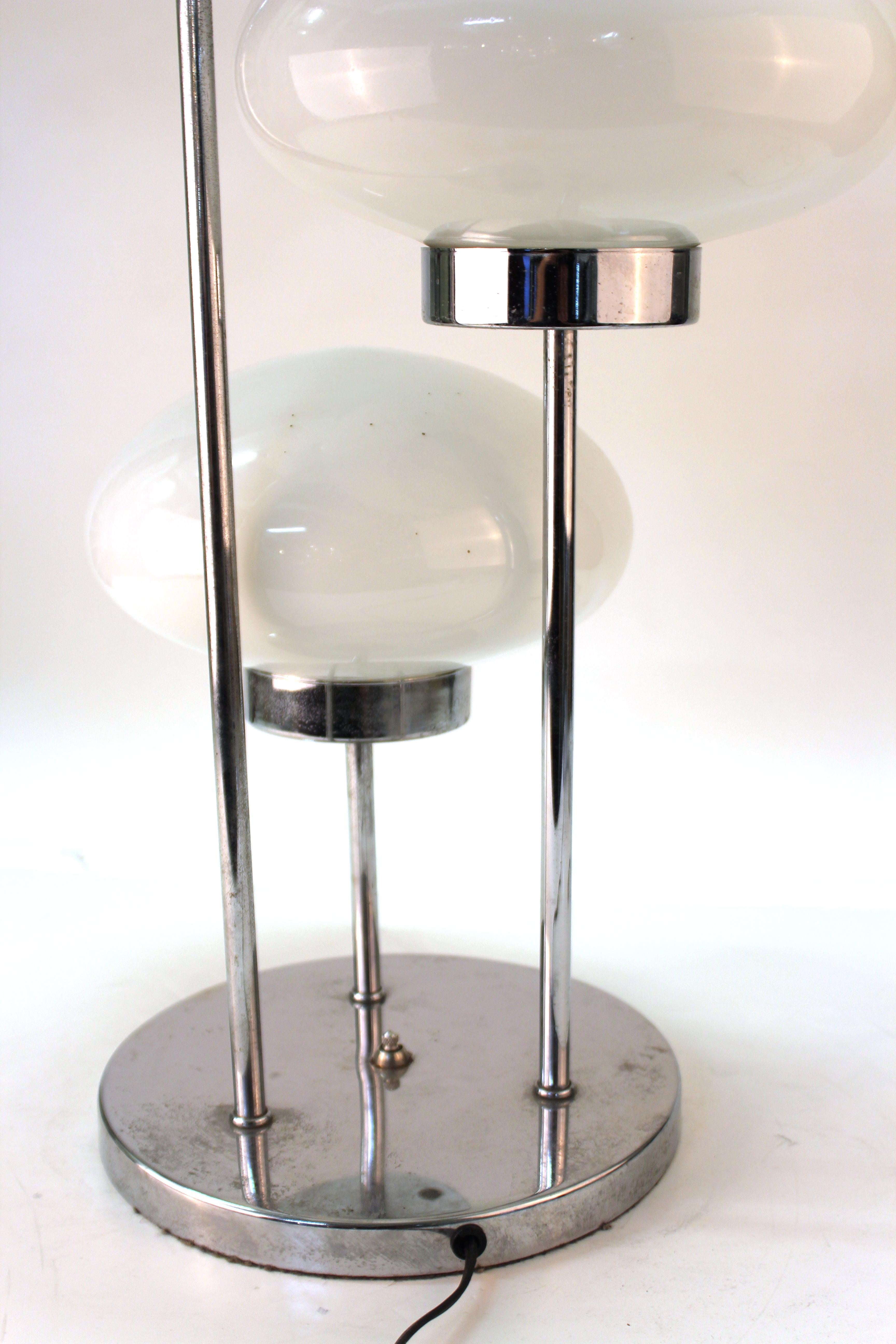 Mid-Century Modern Table Lamp in Chrome with Domed Lights 5
