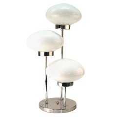 Mid-Century Modern Table Lamp in Chrome with Domed Lights