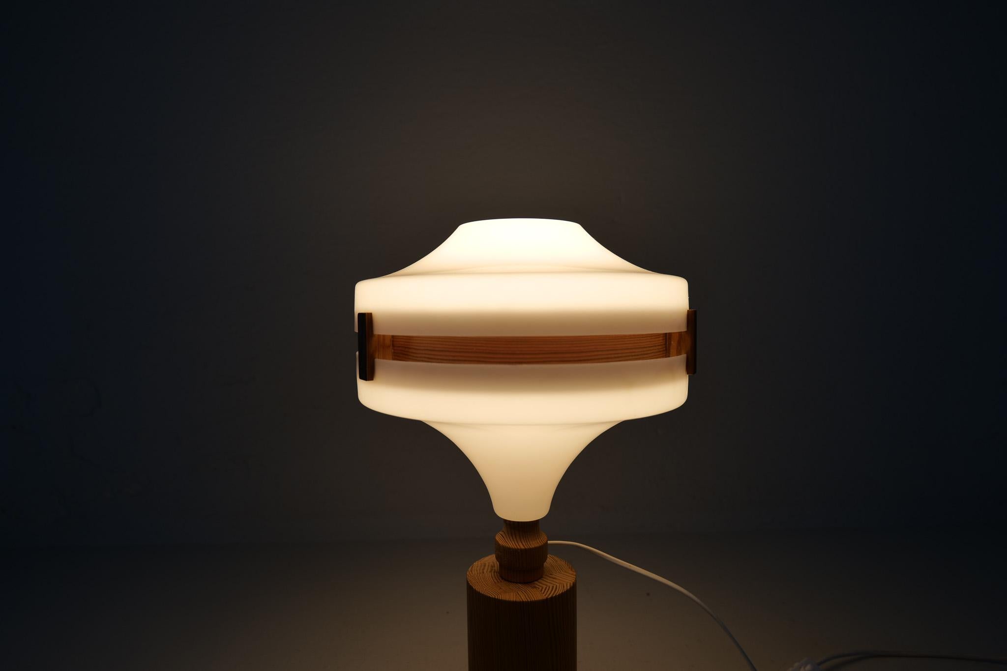 Mid-Century Modern Table Lamp in Pine and Acrylic, Sweden, 1970s For Sale 8