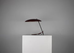 Mid-Century Modern Table Lamp in Red Lacquered Metal Italian Manufacture 1950s