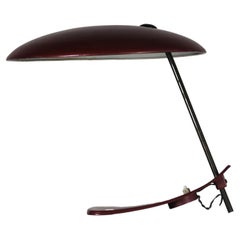 Mid-Century Modern Table Lamp in Red Lacquered Metal Italian Manufacture, 1950s