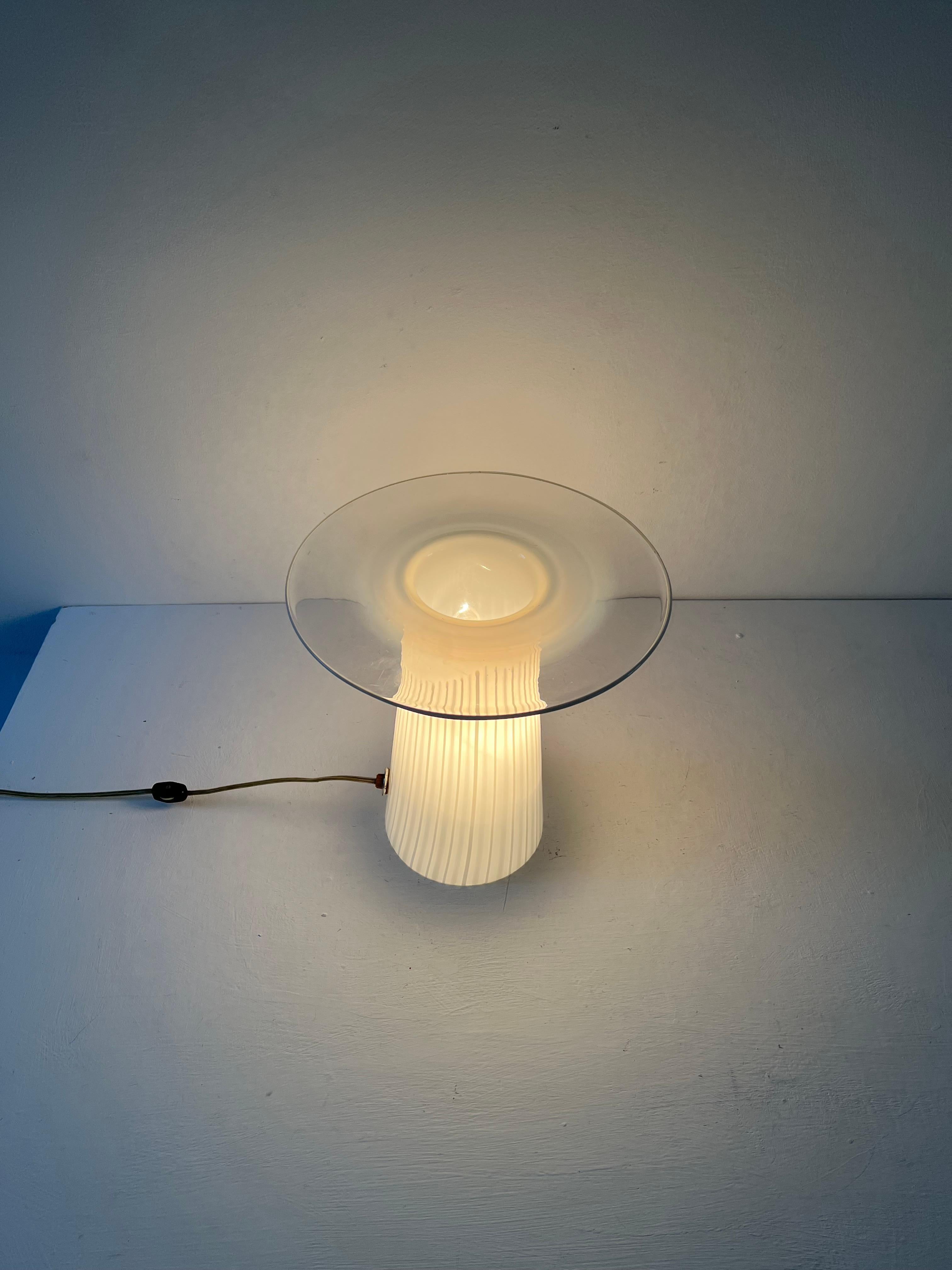 Verre brun Lampe de bureau mi-siècle moderne à la manière de Lino Tagliapietra, Murano, années 1970 en vente