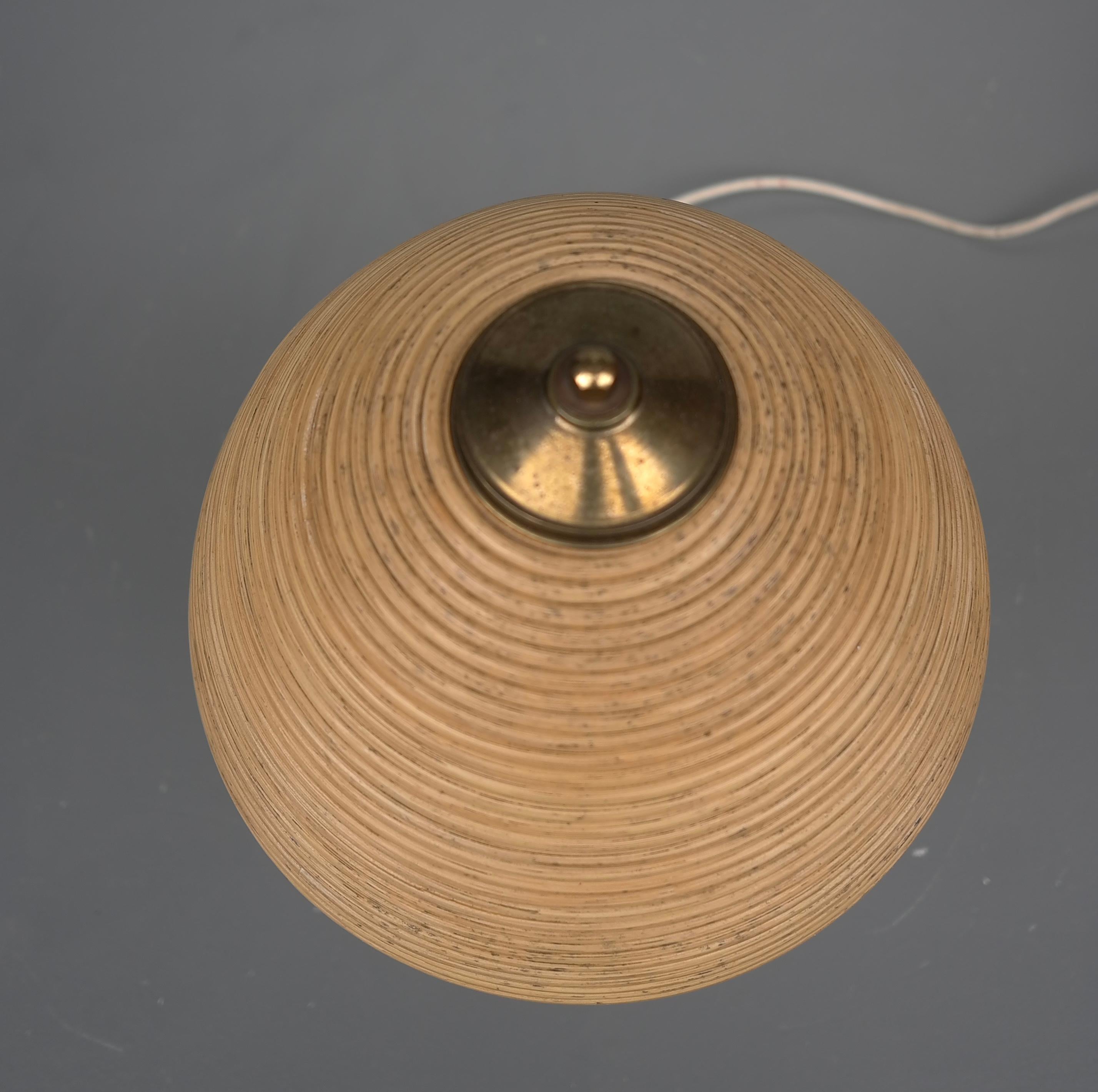 Mid-Century Modern Table Lamp in Wood, Bamboo and Brass In Good Condition In Den Haag, NL