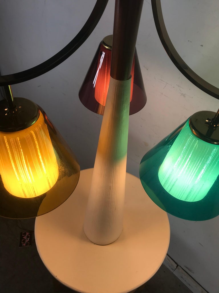Mid-Century Modern Table Lamp Made by Majestic Lamp Co, Blown Glass Shades For Sale at 1stdibs