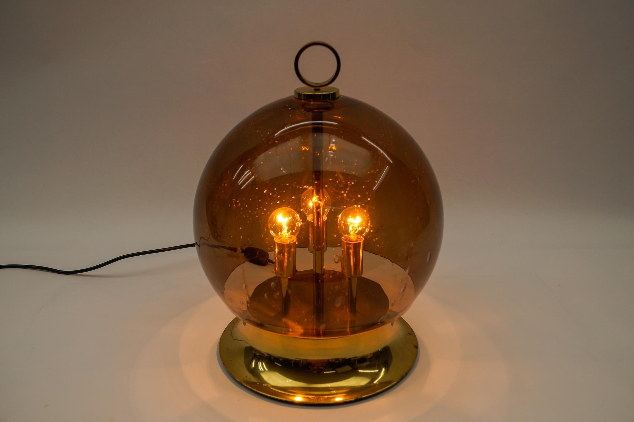 Mid-20th Century Mid-Century Modern Table Lamp made in Smoked Glass and Brass, 1960s For Sale