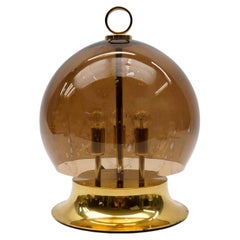 Moderne Tischlampe aus der Mitte des Jahrhunderts aus Rauchglas und Messing, 1960er Jahre