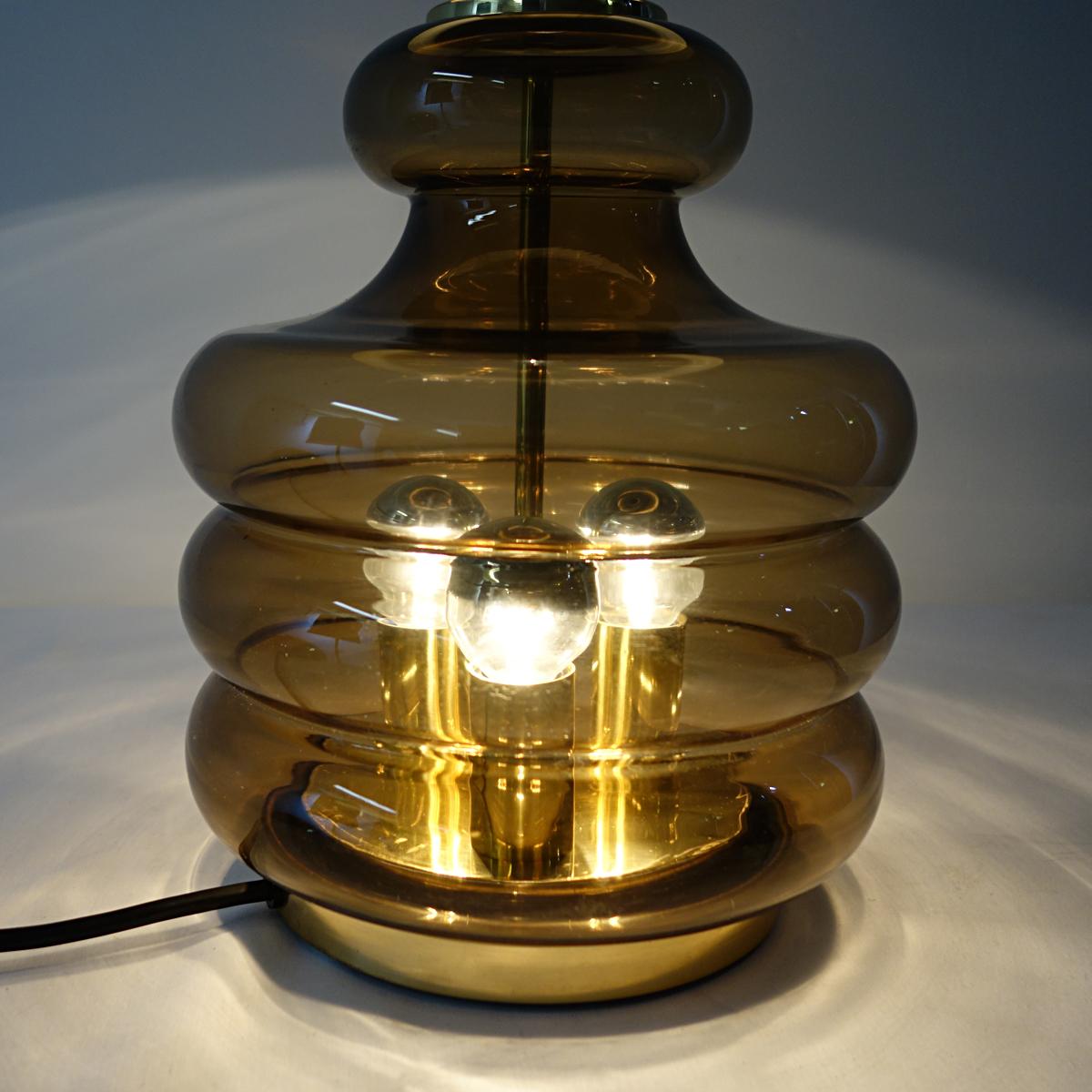 Mid-Century Modern Table Lamp Made of Smoked Glass by Doria Leuchten For Sale 1