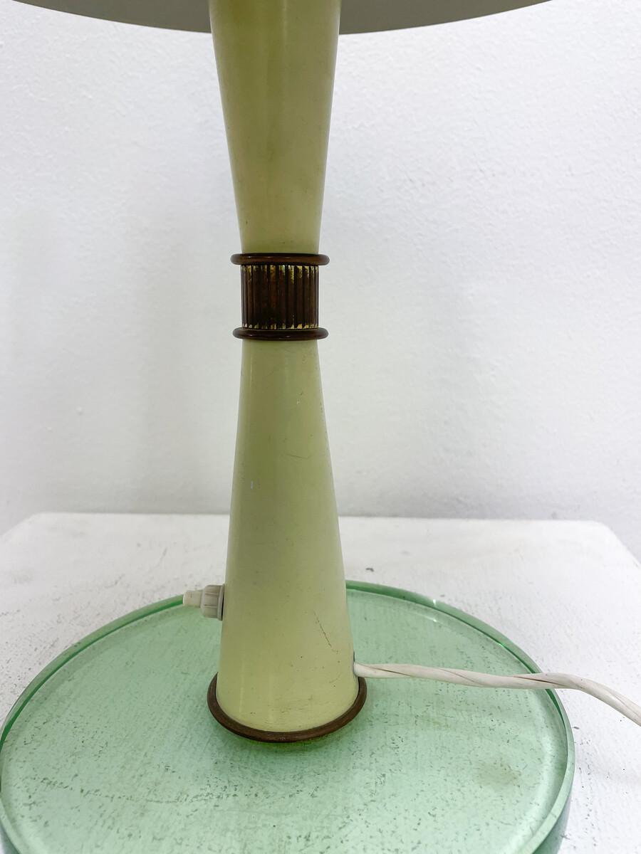 Mid-Century Modern Table Lamp, Metal and Glass, Italy, 1950s  In Fair Condition For Sale In Brussels, BE