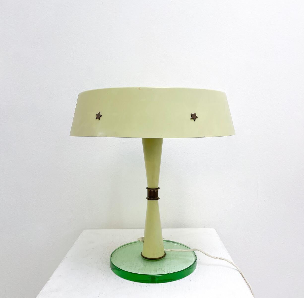 Mid-Century Modern Table Lamp, Metal and Glass, Italy, 1950s  For Sale 1