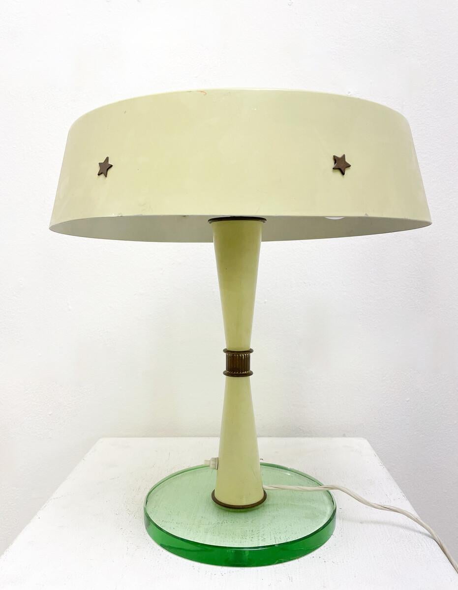 Moderne Tischlampe aus der Mitte des Jahrhunderts, Metall und Glas, Italien, 1950er Jahre  im Angebot 1