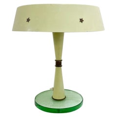 Lampada da tavolo moderna di metà secolo, metallo e vetro, Italia, anni '50