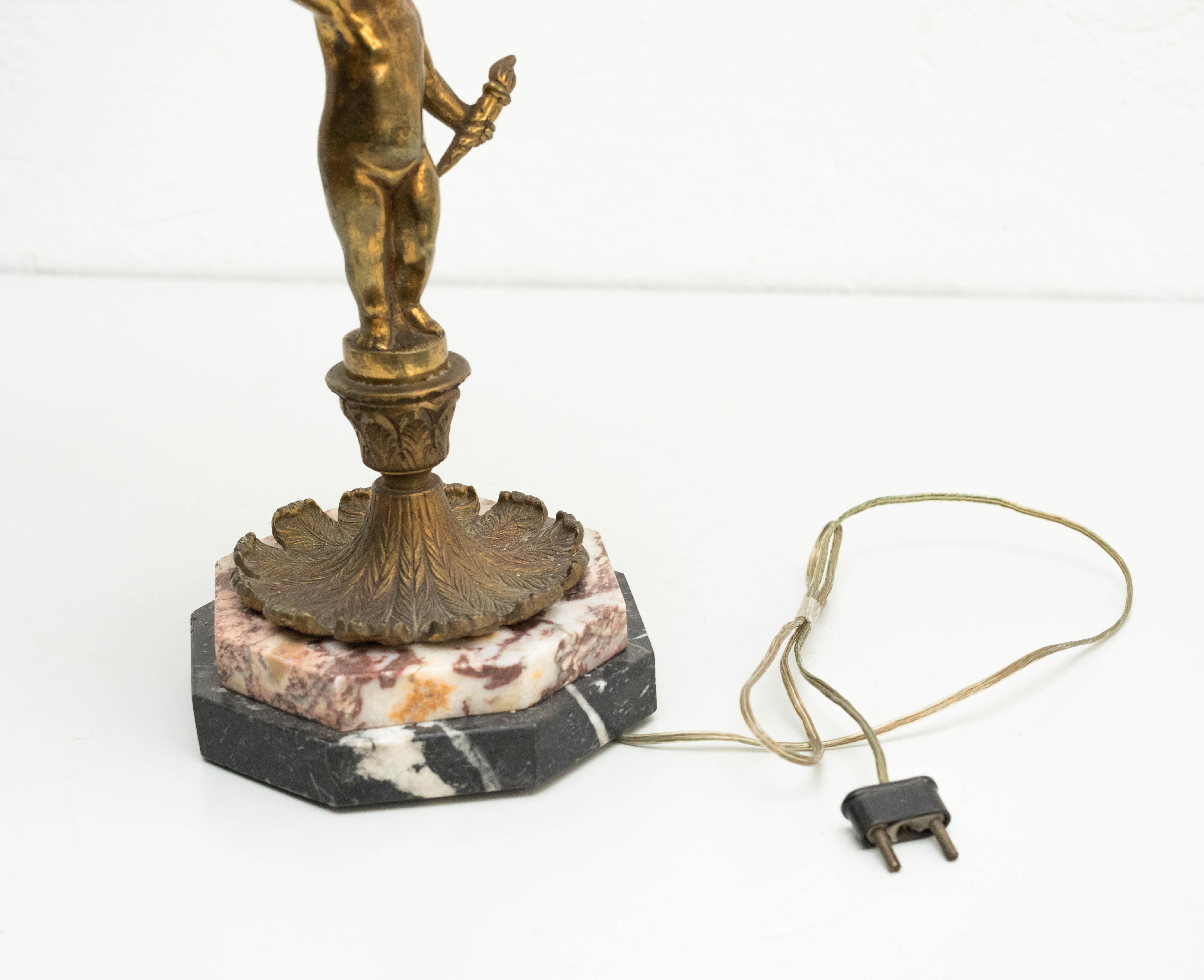 Lámpara de mesa moderna de mediados de siglo - Metal y mármol, circa 1950 en venta 1