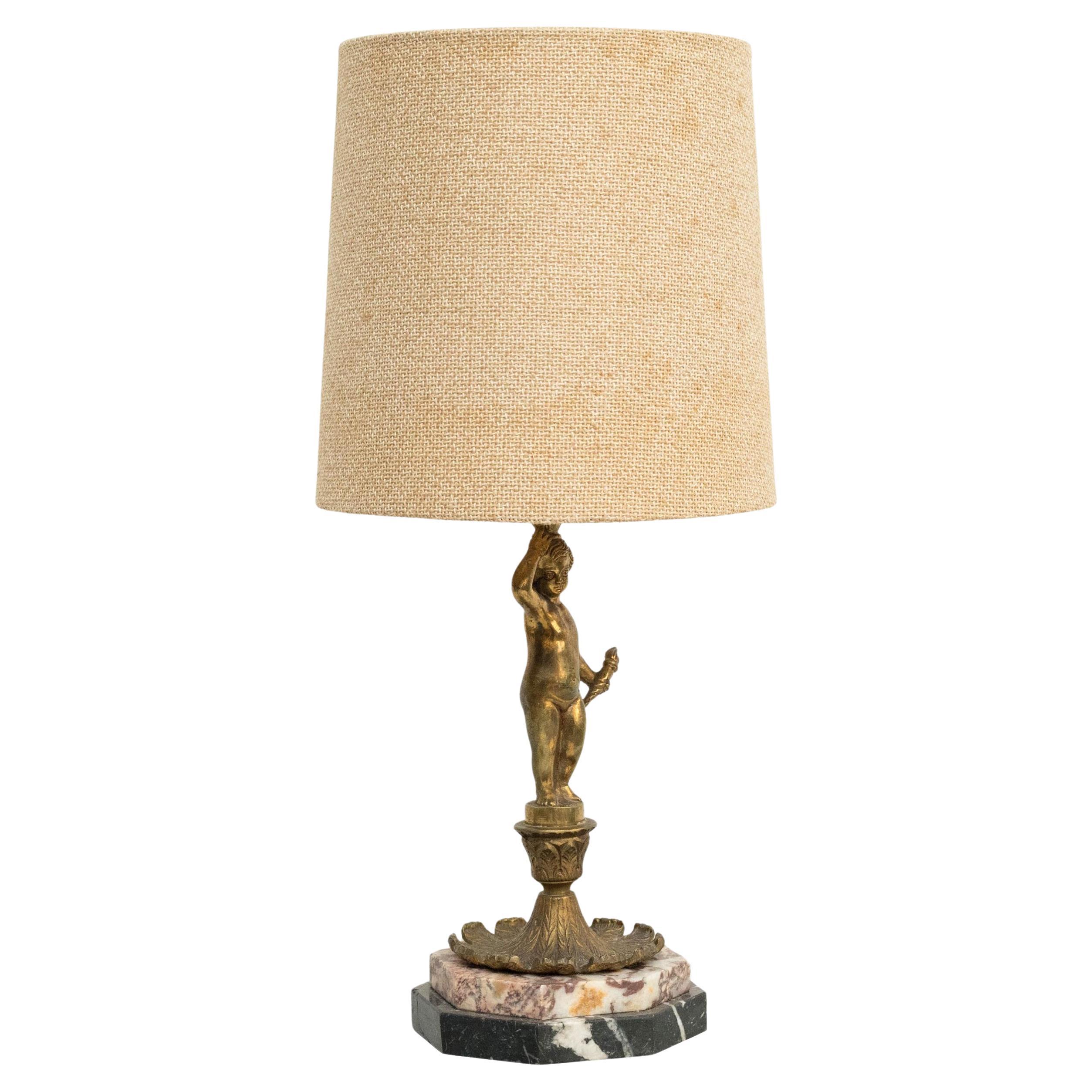Mid-Century Modern Table Lamp – Metal and Marble, Circa 1950