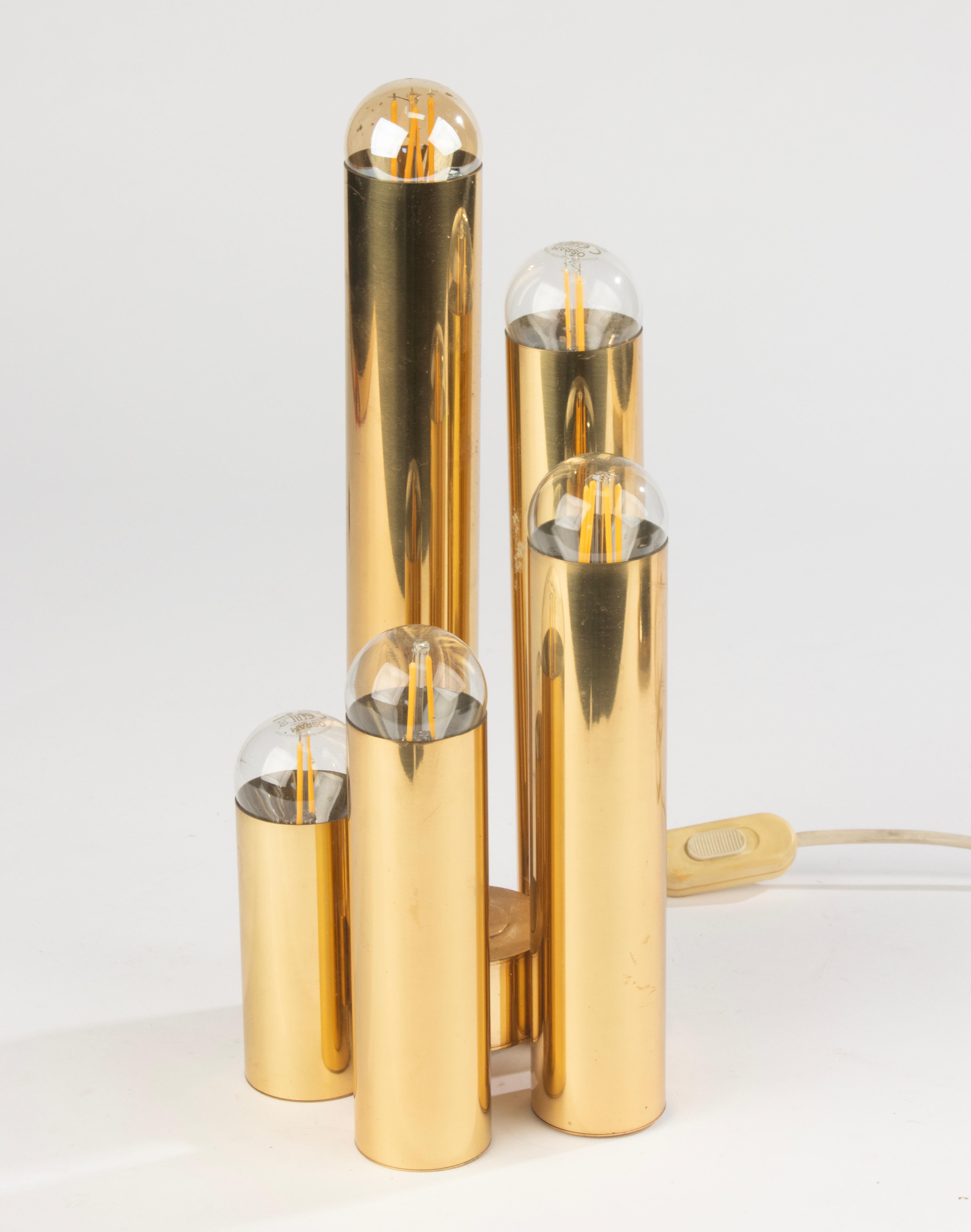 Lampe à poser moderne du milieu du siècle - Sciolari - Tubes dorés en vente 6