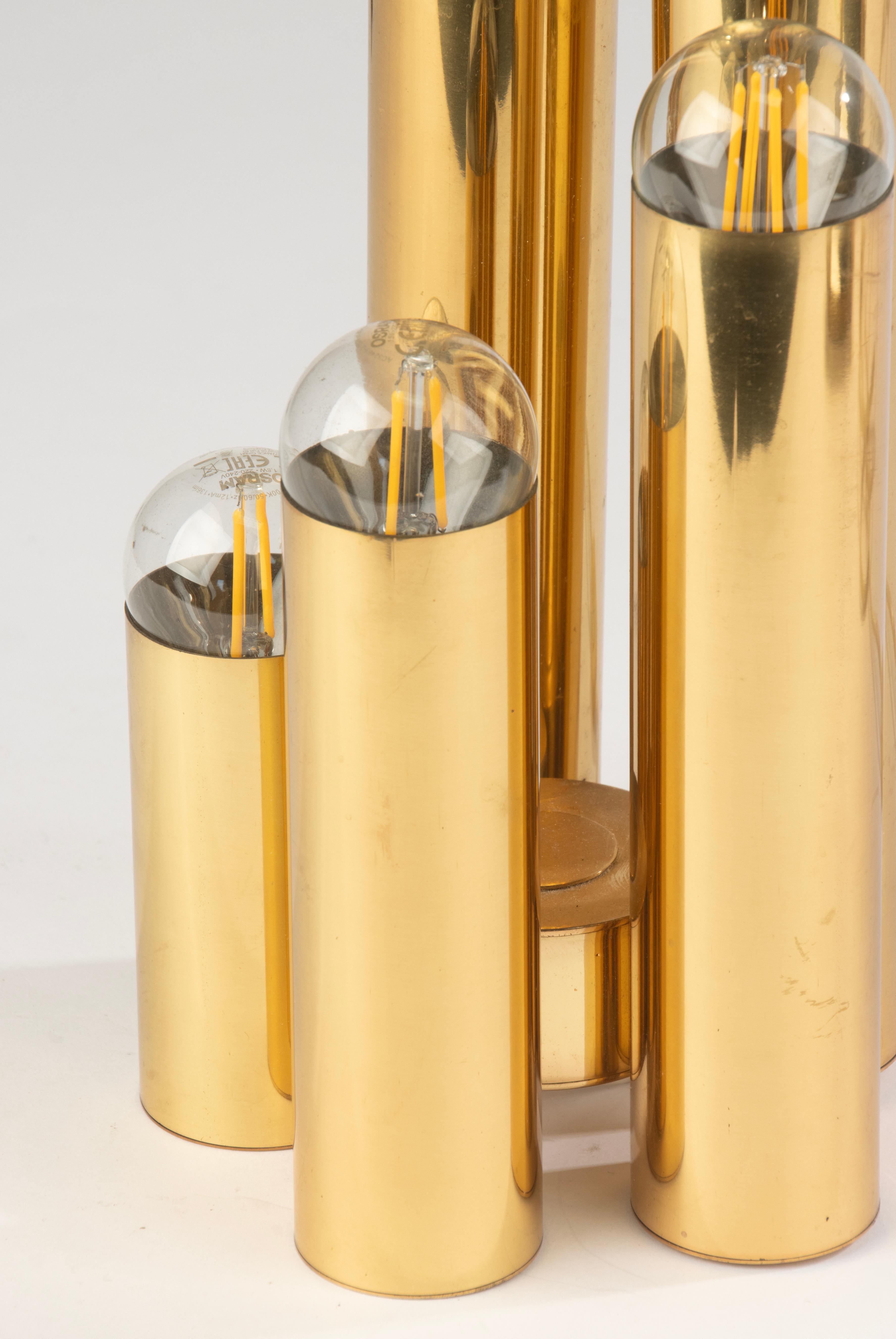 Mid-Century Modern Lampe à poser moderne du milieu du siècle - Sciolari - Tubes dorés en vente