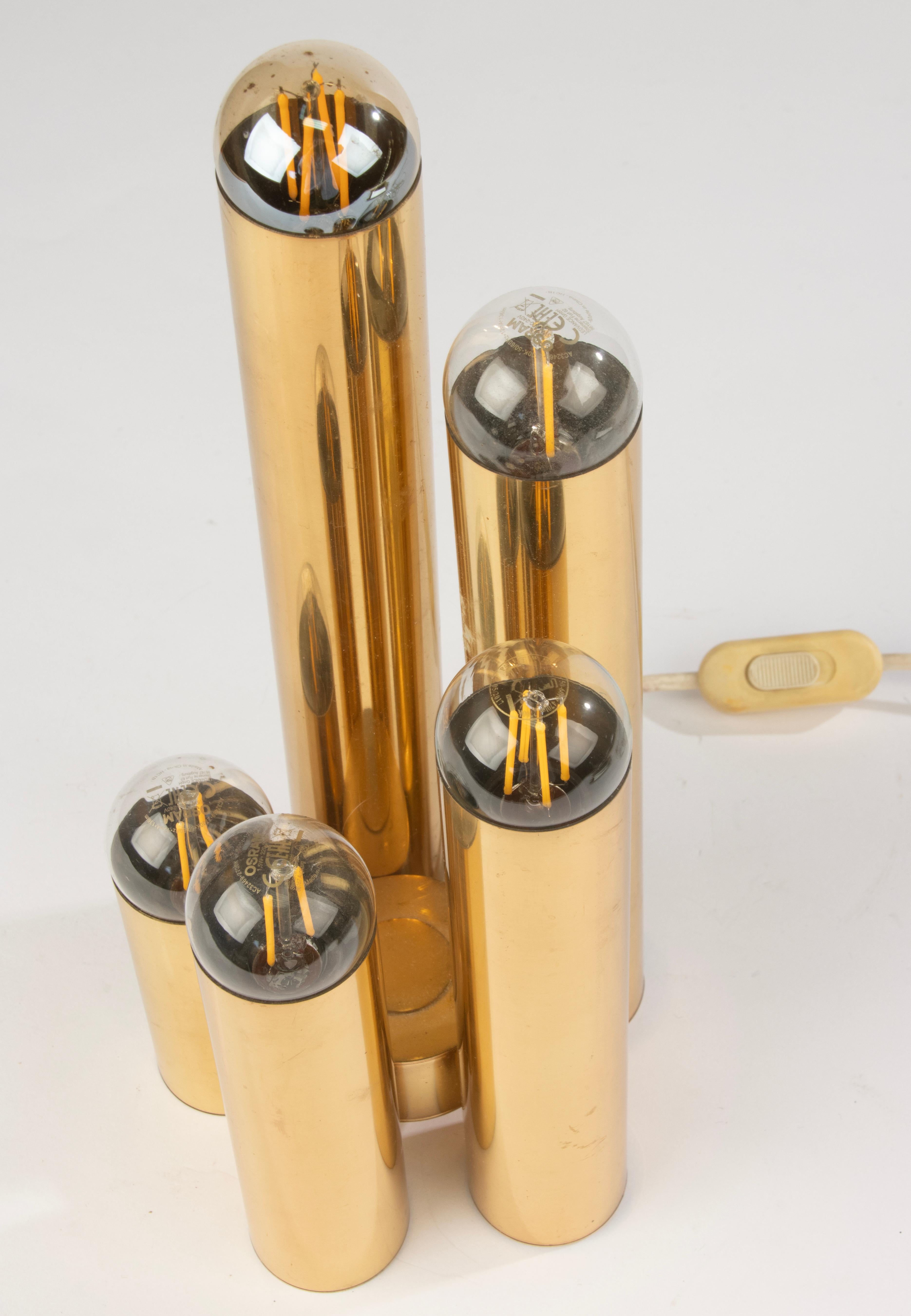 italien Lampe à poser moderne du milieu du siècle - Sciolari - Tubes dorés en vente
