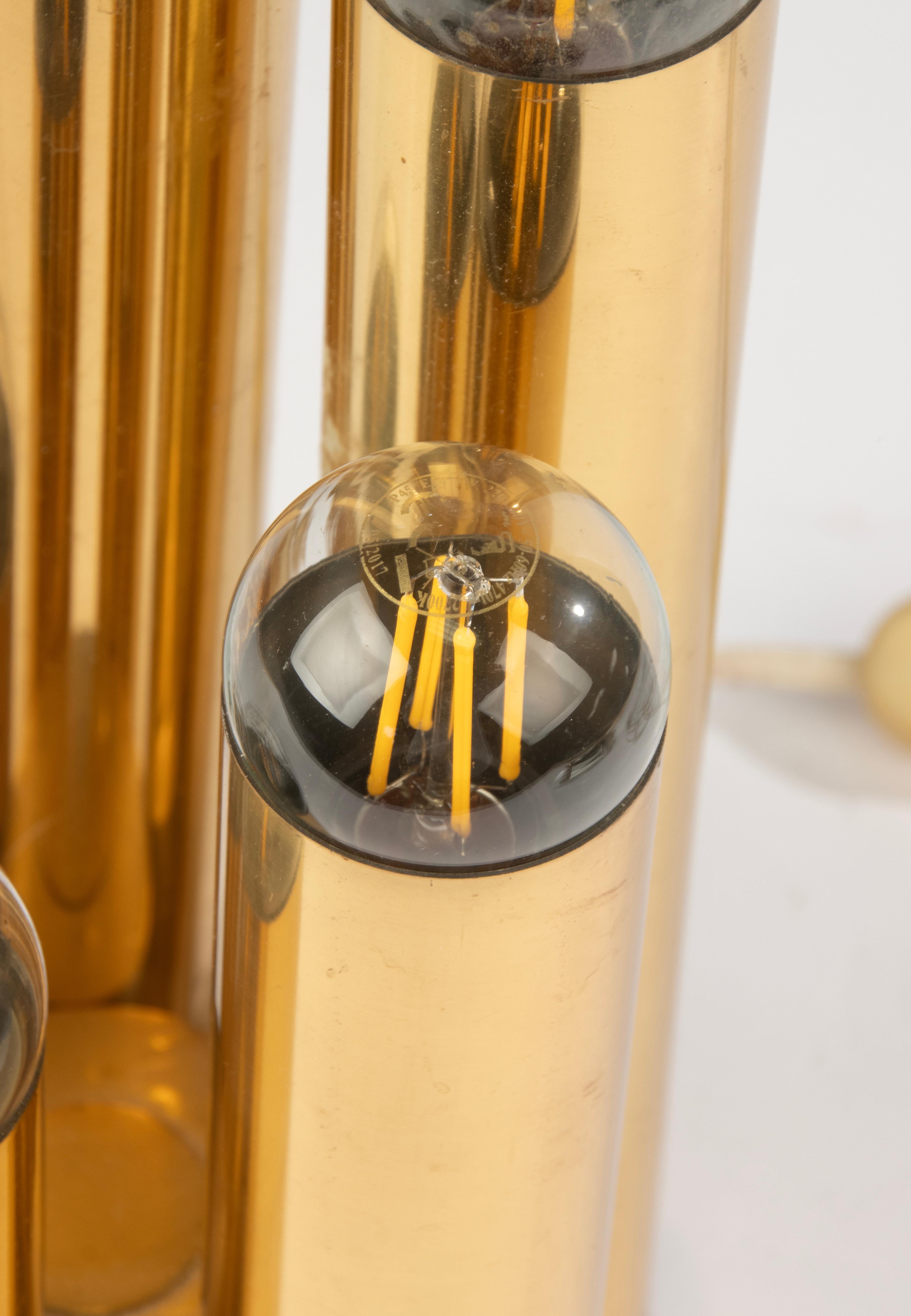 Lampe à poser moderne du milieu du siècle - Sciolari - Tubes dorés Bon état - En vente à Casteren, Noord-Brabant
