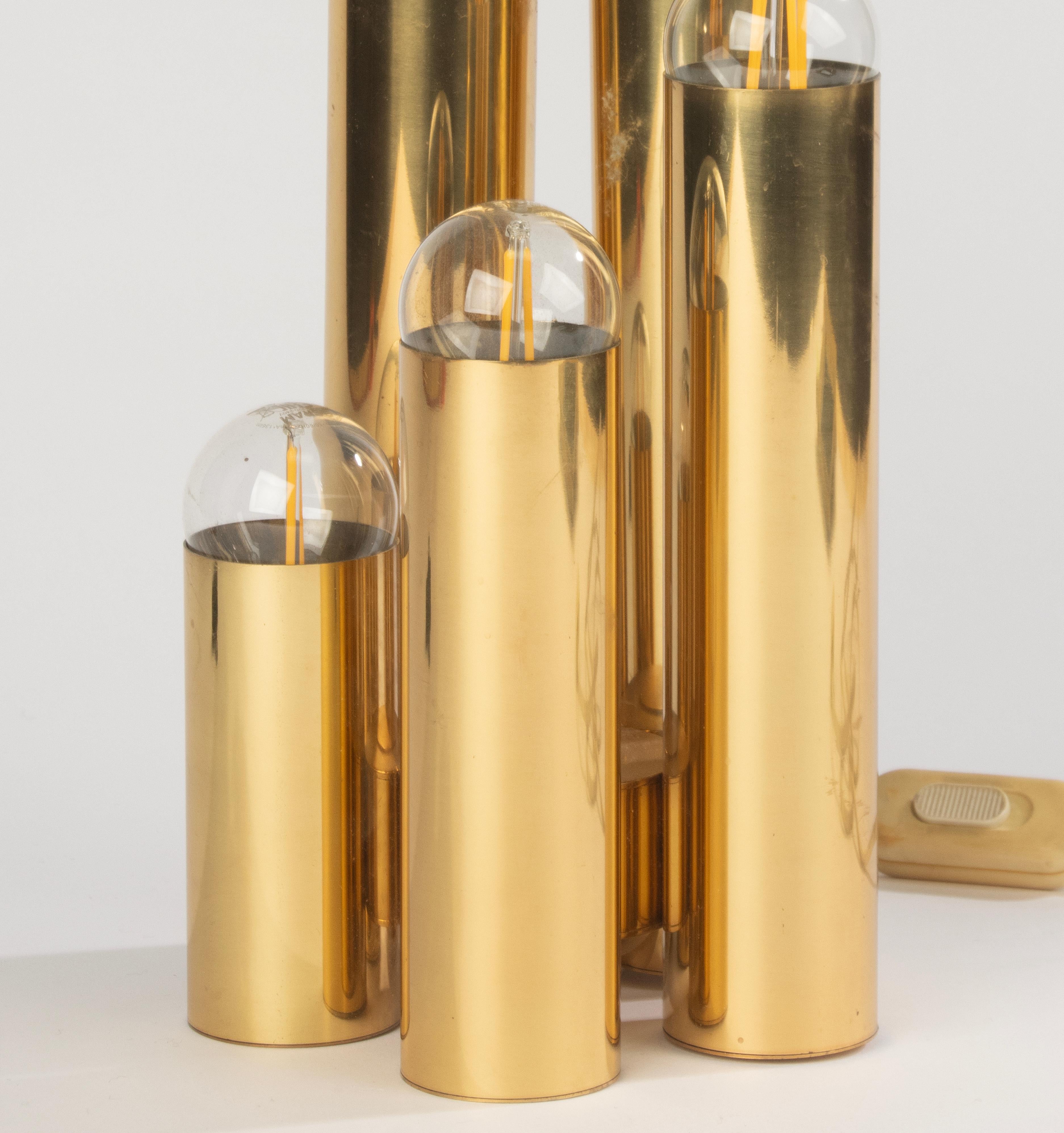 Milieu du XXe siècle Lampe à poser moderne du milieu du siècle - Sciolari - Tubes dorés en vente