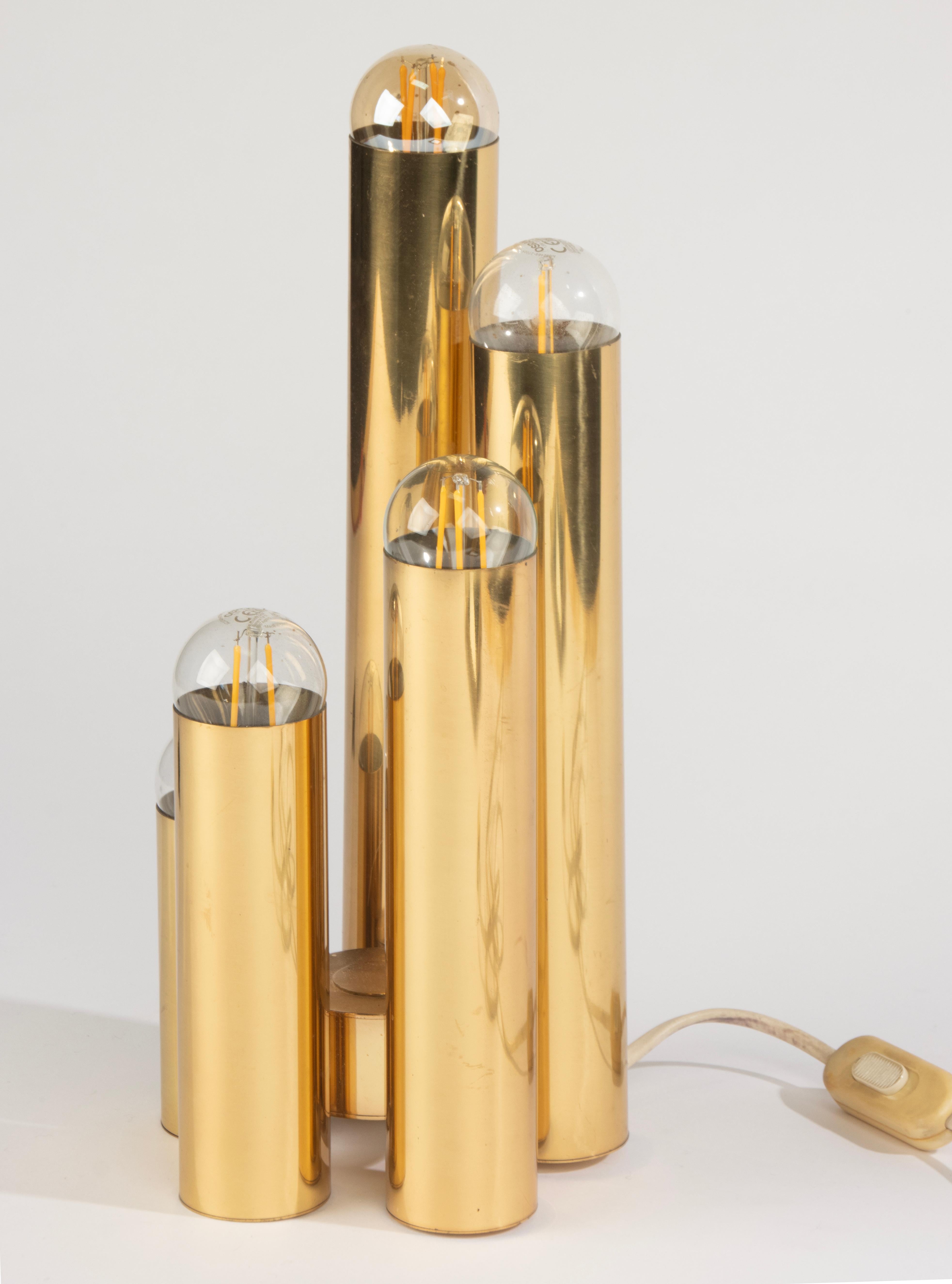 Lampe à poser moderne du milieu du siècle - Sciolari - Tubes dorés en vente 1