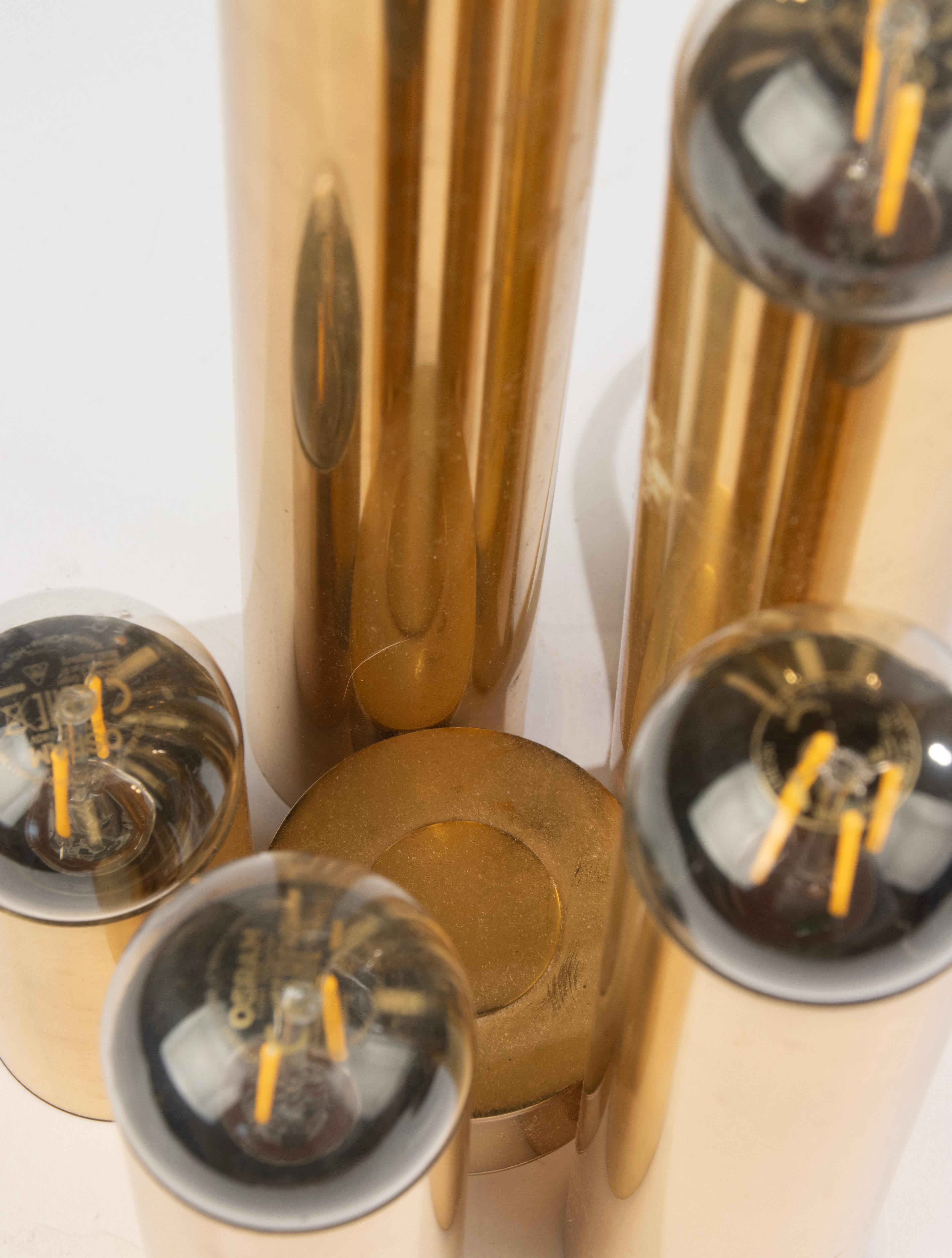 Lampe à poser moderne du milieu du siècle - Sciolari - Tubes dorés en vente 2